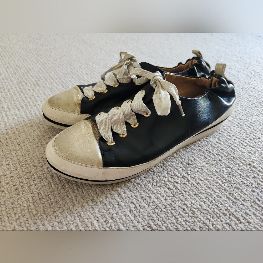 Ron White Sneakers Black and Gold with White Accents